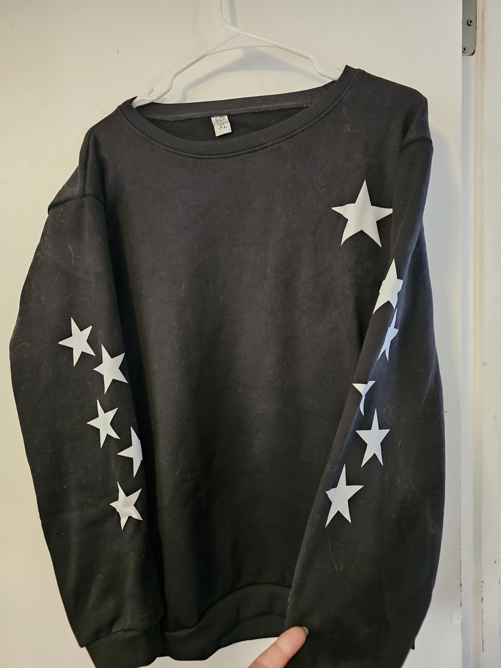 Amazon Black Crewneck Sweatshirt with White Star Prints